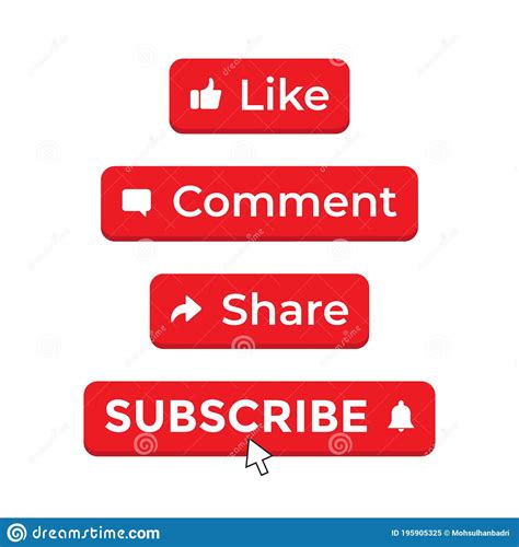 Button Icon Set For Channel Like Comment Share And