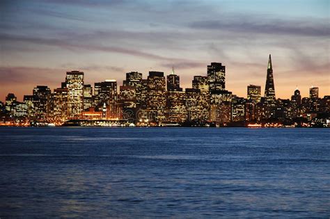 San Francisco At Sunset Panorama Stock Photo Image Of City