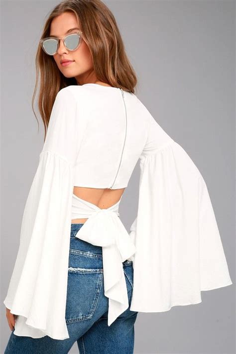 Get Ready For Romance In The Lovers Light White Bell Sleeve Crop Top