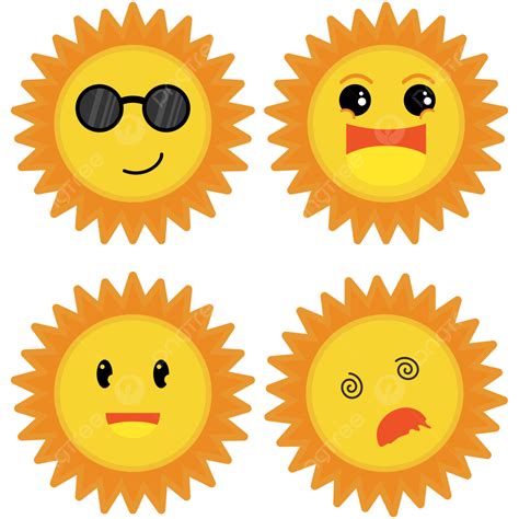 Facial Expression Set Vector Png Images Set Of Sun Expression Cartoon