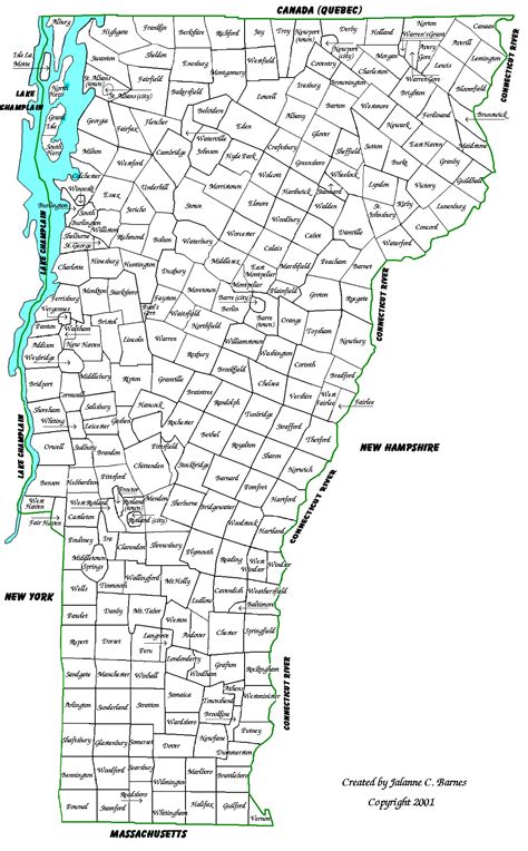 Map Of Vermont Cities And Towns Lydie Romonda