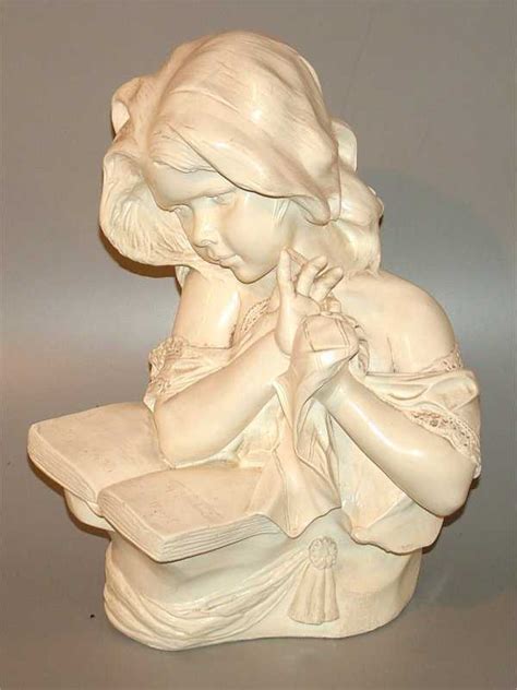 5407 Plaster Bust Of Young Girl Reading Music Book 19