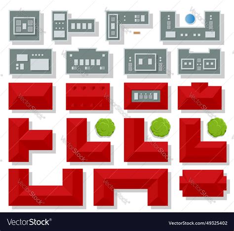 Red Roof Of The House Top View Houses Royalty Free Vector