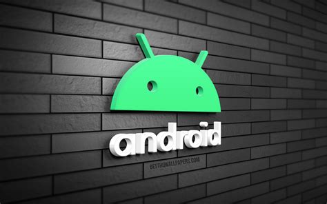 Download Wallpapers Android New Logo 4k Gray Brickwall 3d Art