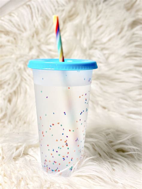 Frosted Color Changing Confetti Cups Set Cold Cups Etsy