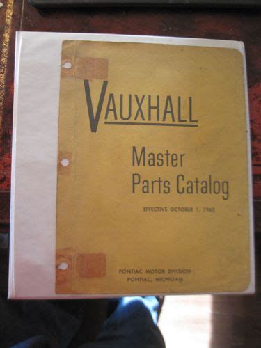 Sell 1962 Vauxhall Victor Super Master Parts Catalog In Norridgewock