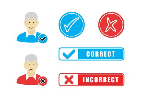Correct Incorrect Flat Icons Vector Free - Download Free Vector Art ...