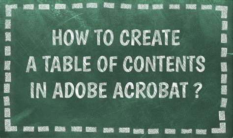 How To Create A Table Of Contents In Adobe Acrobat