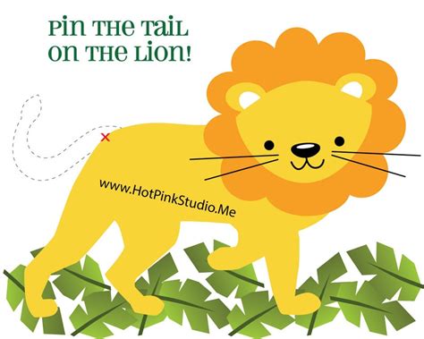 Lion Game Pin The Tail On The Lion Birthday Party Game And Free Etsy
