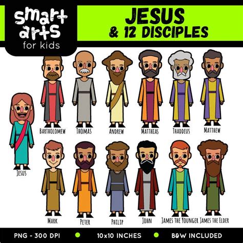 Jesus And 12 Disciples Clip Art 12 Disciples Bible Based Etsy