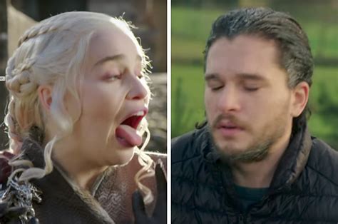 Emilia Clarke And Kit Harington Reacting To Jon And Danys Love Scene