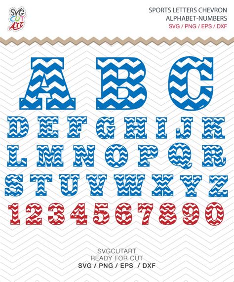 Sports Alphabet Chevron Letters Numbers Svg Png Dxf Eps Etsy