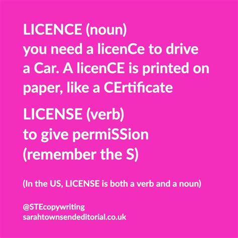 Licence Vs License Top Spelling Tricks To Help You Get It Right Sarah Townsend Editorial