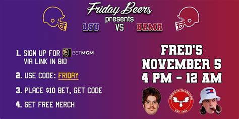 Lsu Vs Alabama Football Watch Party At Freds With Friday Beers Freds