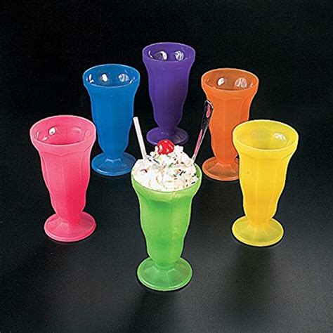 Plastic Old Fashioned Soda Shoppe Sundae Cups Bulk Set Of 12 Colorful