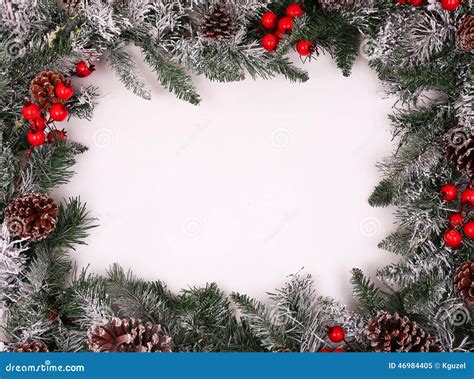 Christmas Decorative Border With Holly Berries Stock Photo Image