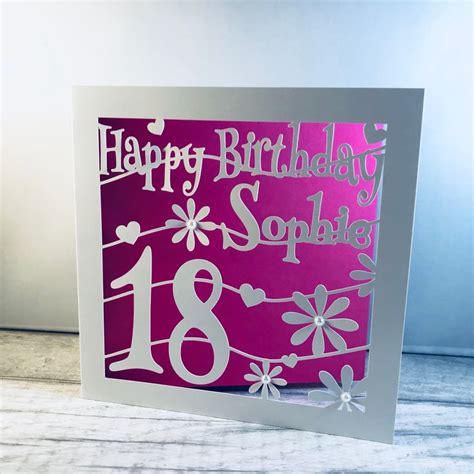 Cute Hearts And Flowers 18th Birthday Card From My Etsy Shop Personalised 18th Birthday Card