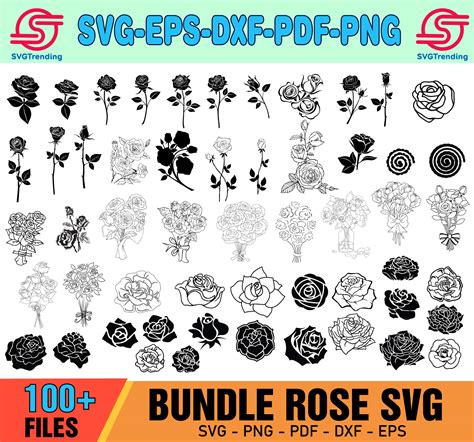 100 Rose Bundle Svg Rose Bundle Svg Flower Bundle Svg Svgtrendingshop