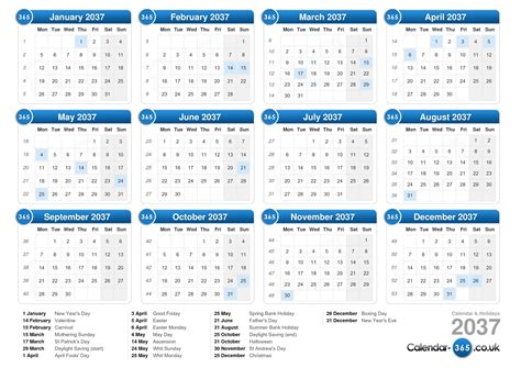 Calendar 2037