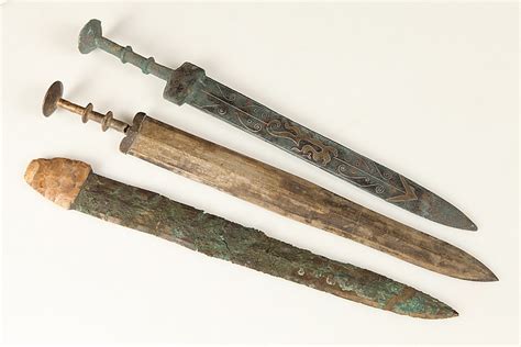 Three Chinese Bronze Swords Jian Han Dynasty Or Later L