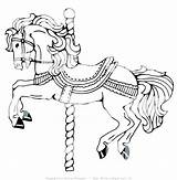 Coloring Horse Miniature Carriage Carousel Getcolorings Printable sketch template