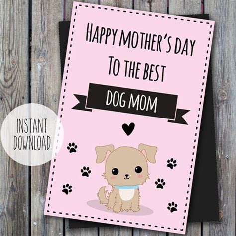 Items similar to printable dog mom card, dog mother's day card, puppy