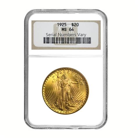 1925 20 Gold St Gaudens Double Eagle Coin Ngc Ms 64 Gold American
