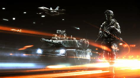 Artwork Video Games Battlefield 3 Soldier Tank Jet Fighter Light