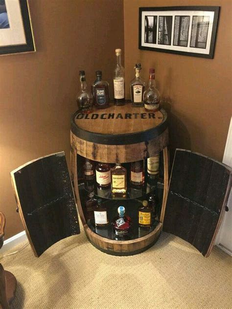 Made from authentic whiskey aged barrels. Pin by Mohan Xavier on bar | Barrel furniture, Wine barrel ...