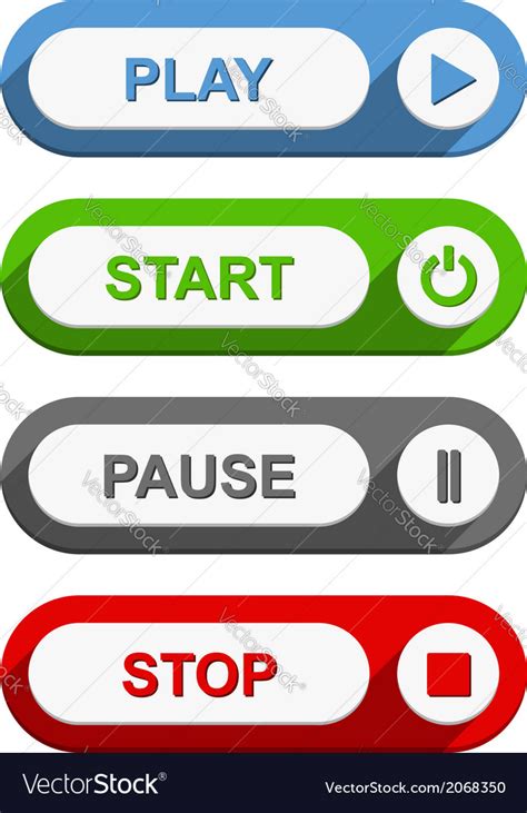 Play Start Pause And Stop Buttons Royalty Free Vector Image