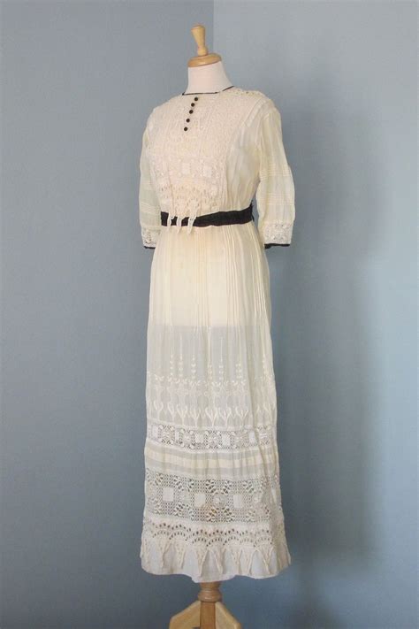 Vintage 1910 Wedding Dress Black Details