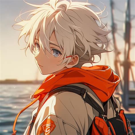 Premium Ai Image Cute Anime Boy With White Hair