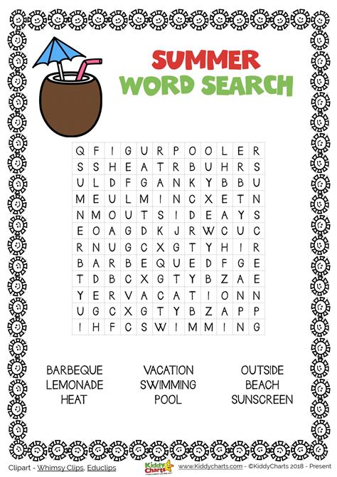 Summertime Word Search Printable Word Search Printable Free For Kids