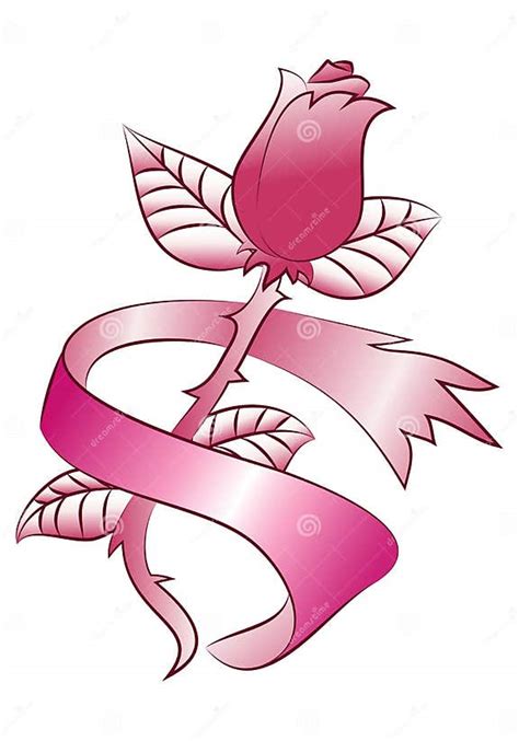 Ribbon Rose Flower Tattoo Stock Illustration Illustration Of