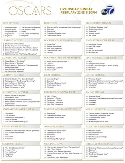 2024 Oscars Nominations Printable List Clarey Judith