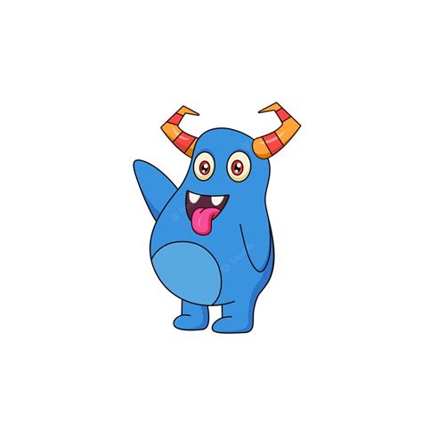 Premium Vector Cute Blue Monster Cartoon Vector