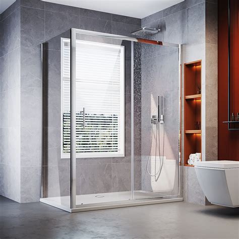 buy elegant 1200 x 700 mm sliding shower door 6mm glass shower enclosure reversible cubicle door