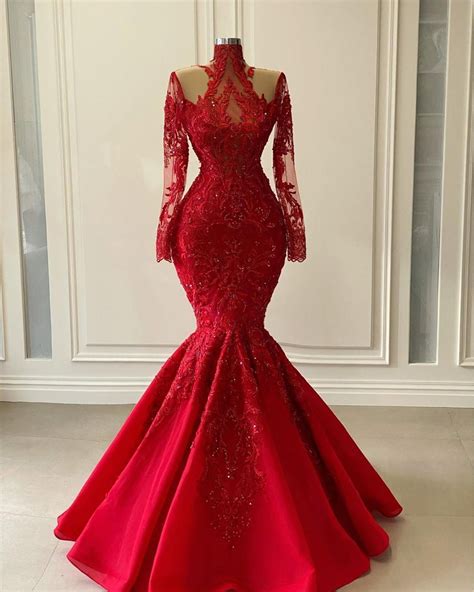 Latest Long Red Lace Dresses Merolrepudio