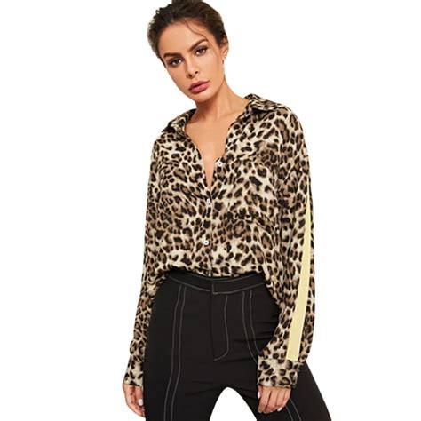 2018 sexy leopard print t shirt women plus size long sleeve tops female autumn fashion office