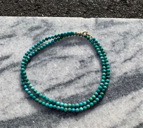 Mens Mm Turquoise Beaded Necklace Mens Collection Etsy