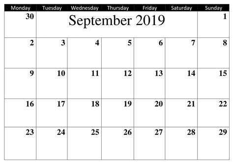 20 Calendar Of September 2019 Free Download Printable Calendar