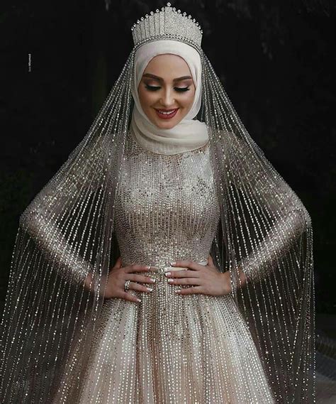 Muslim Wedding Dress Hijab Bride Sequins Wedding Gown Wedding Hijab Styles Hijabi Brides