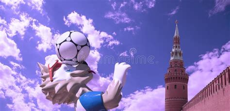 official mascot of the 2018 fifa world cup in russia wolf zabivaka in the ultraviolet color