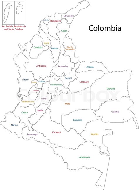 Contour Colombia Map Stock Vector Colourbox