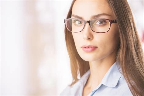 Premium Photo Attractive Female In Glasses