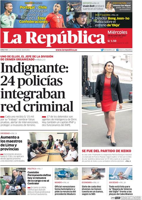 Periódico La Republica Perú Periódicos De Perú Edición De Miércoles 28 De Junio De 2017