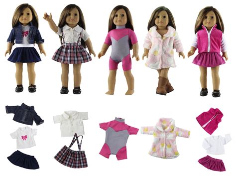 hot 5 set doll clothes outfit new style casual wear fit for 18 american doll dress skirt in