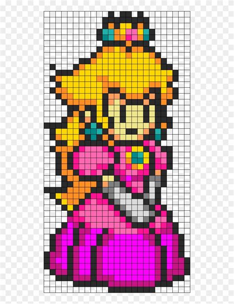 Peach Perler Bead Pattern Bead Sprite Pixel Art Princess Peach Clipart Pikpng