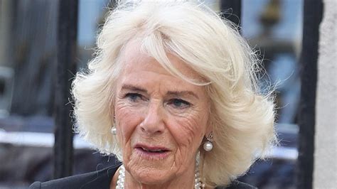 duchess camilla dons poignant pearls and fitted dress for queen consort debut hello