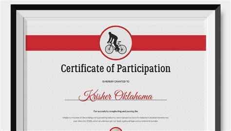 cycling certificate word psd format   premium templates
